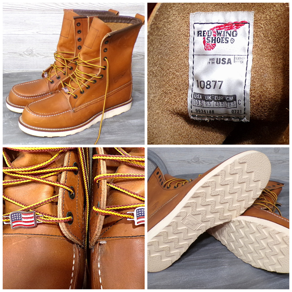 Vtg Red Wing Boots 10.5C Leather Moc Toe 10877 8” Heritage Made in USA New FLAG